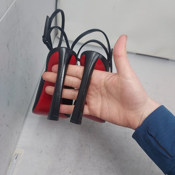 Christian Louboutin Black Strappy Condora Leather Heel Shoe - Picture 10 of 11